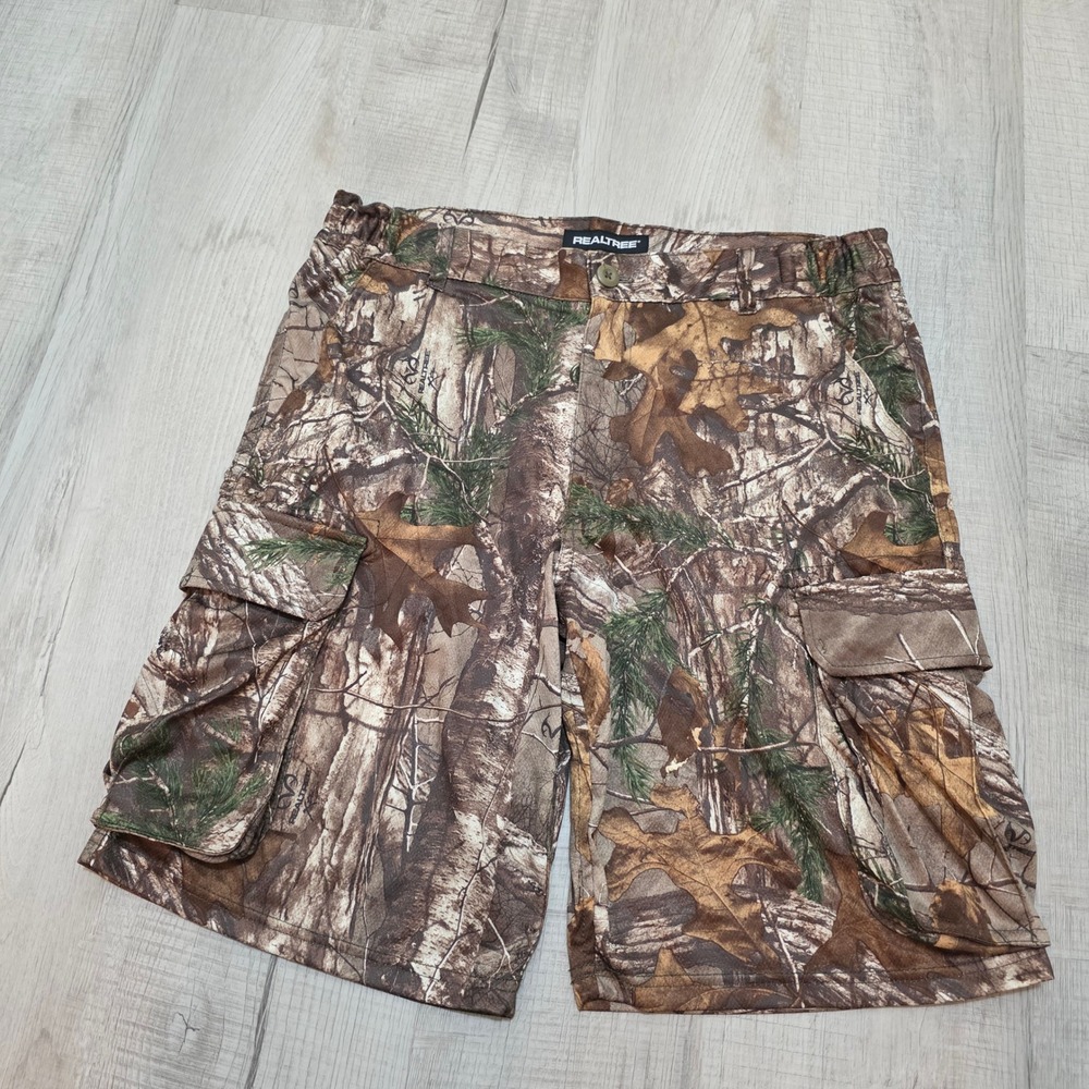 Realtree Men's Camo Cargo Shorts Size M Brown Green Camouflage Hunting Hiking